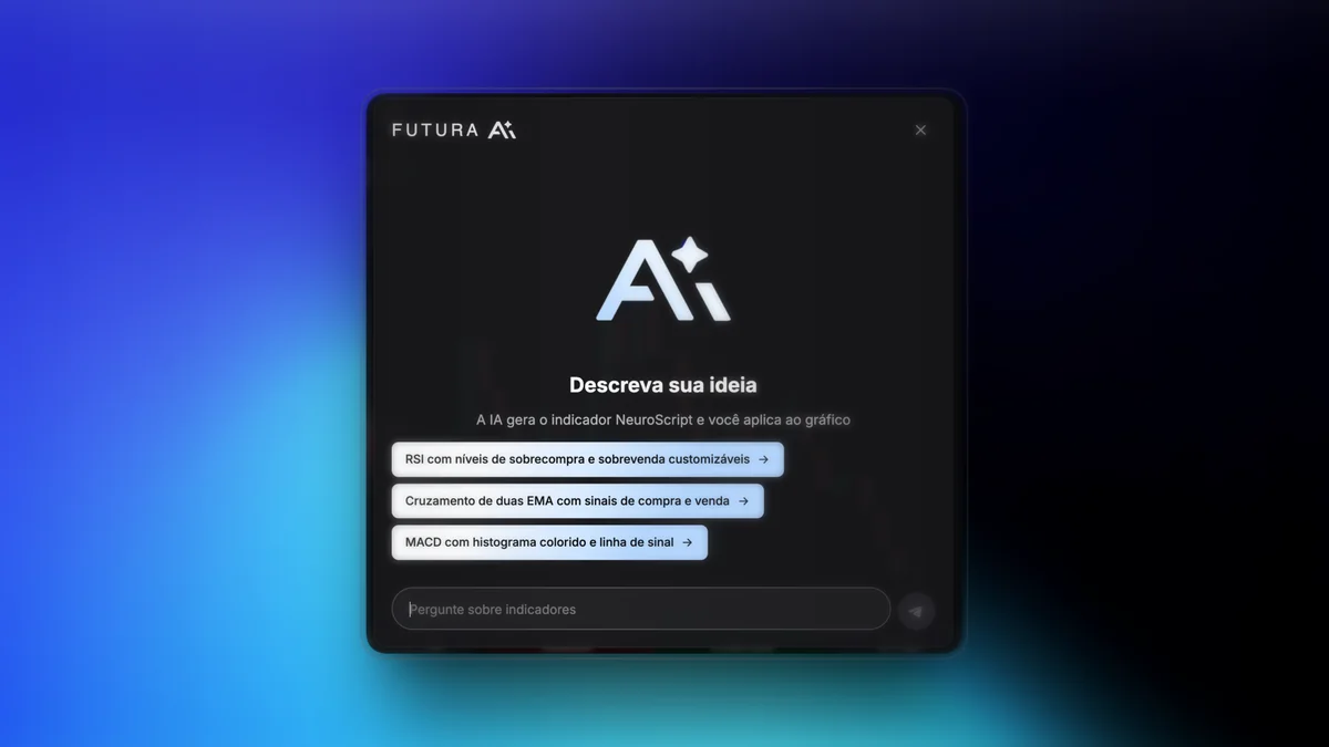 Hero do modal Criar com IA da Futura Broker, com sugestões de prompts